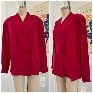 Vintage 80’s Raspberry Pleated Blouse